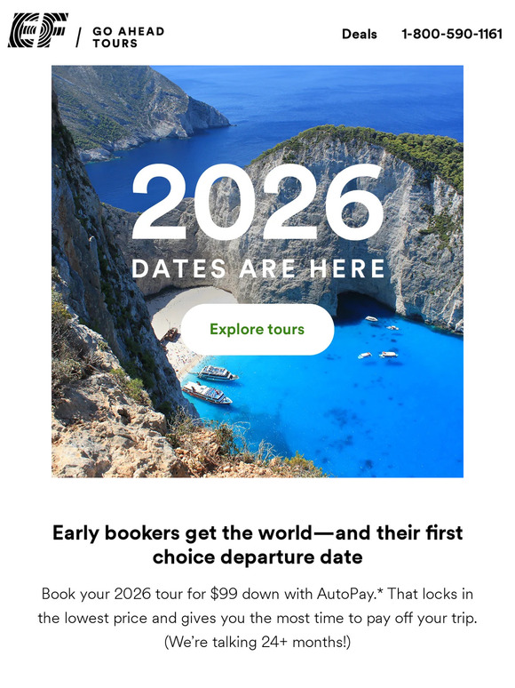 Go Ahead Tours (US) Ready, set, book 2026 tours are here! Milled