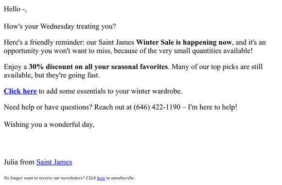 Re: Have you checked our Winter Sale?