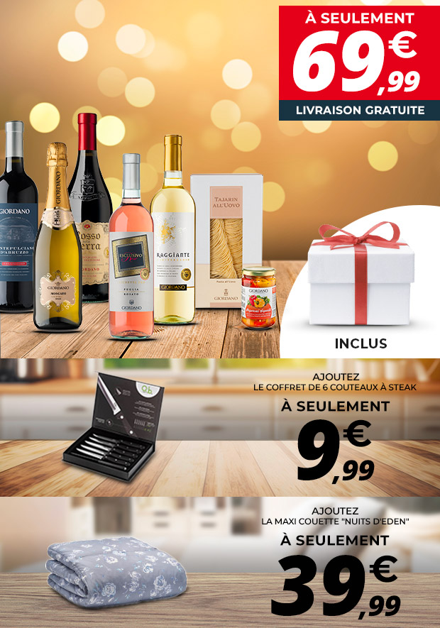 Giordano 12 vins + 6 spécialités + un cadeau surprise pour seulement