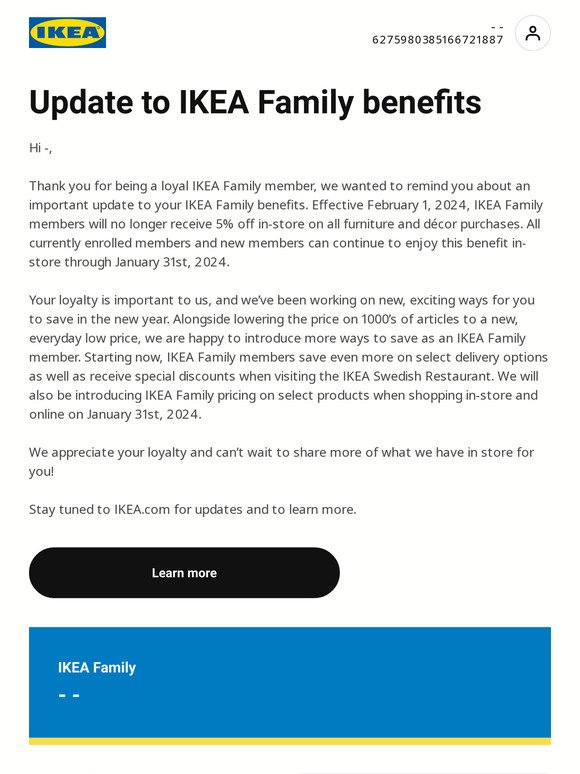 —, important update to your IKEA Family benefits