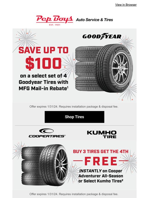 🛞 Roll away with $100 OFF Goodyear