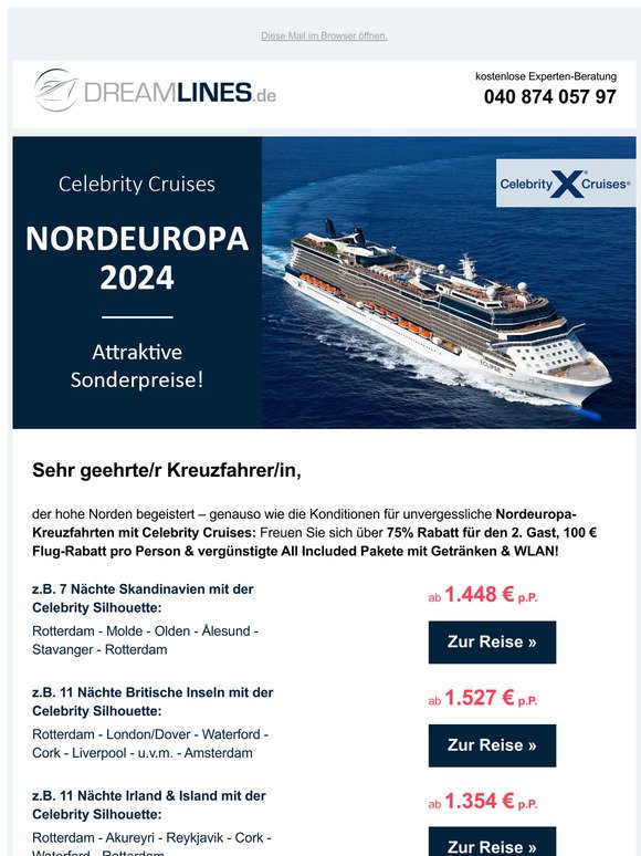 Nordeuropa-Kreuzfahrten zu Traumpreisen mit Celebrity Cruises!
