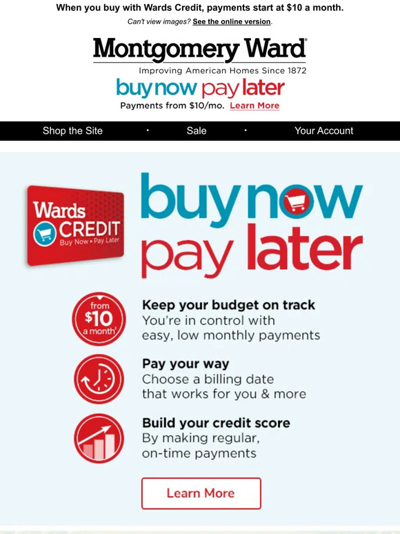 Montgomery Ward Buy Now, Pay Later with Wards Credit! Milled