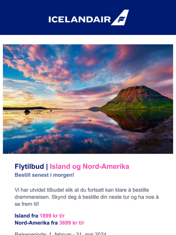 Siste sjanse: Bestill senest i morgen!