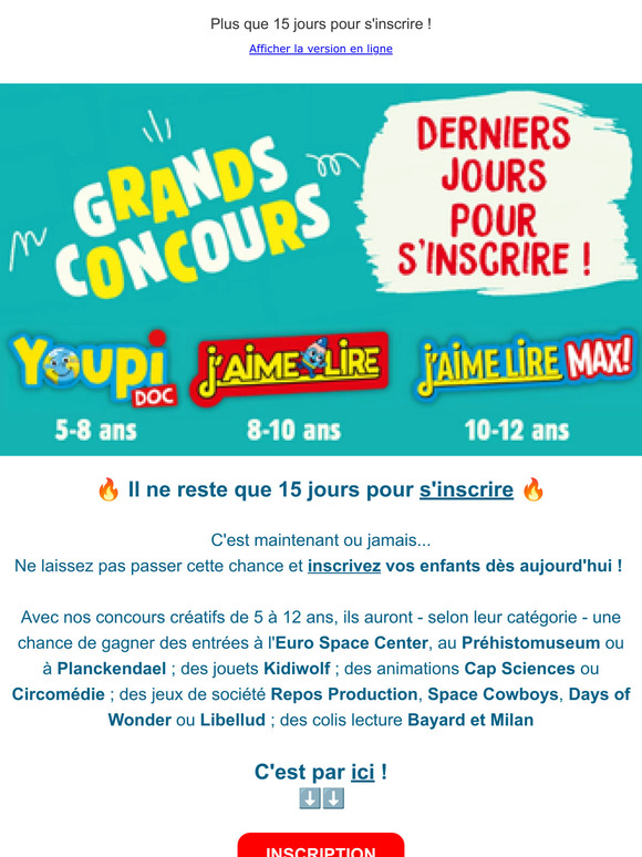 [CONCOURS] 🚨 Il ne reste que quelques jours pour s'inscrire...