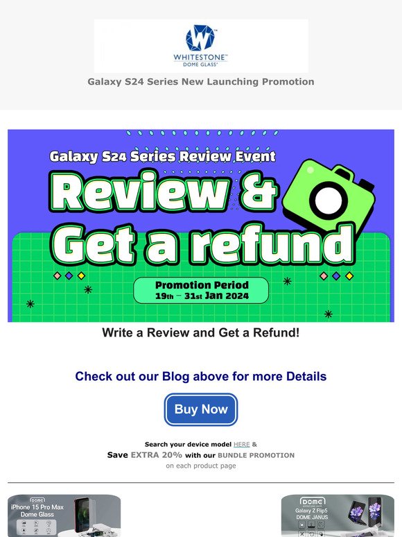 WRITE A REVIEW AND GET A REFUND!