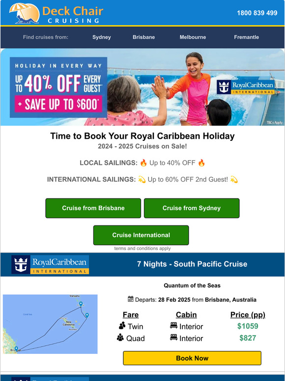 Deck Chair Cruising 🚢 Royal Caribbean up to 600 Instant Savings Milled