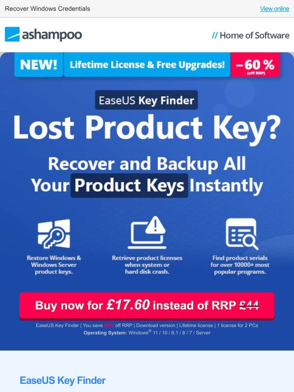 EaseUS Key Finder - Professional Product Key Finder Software