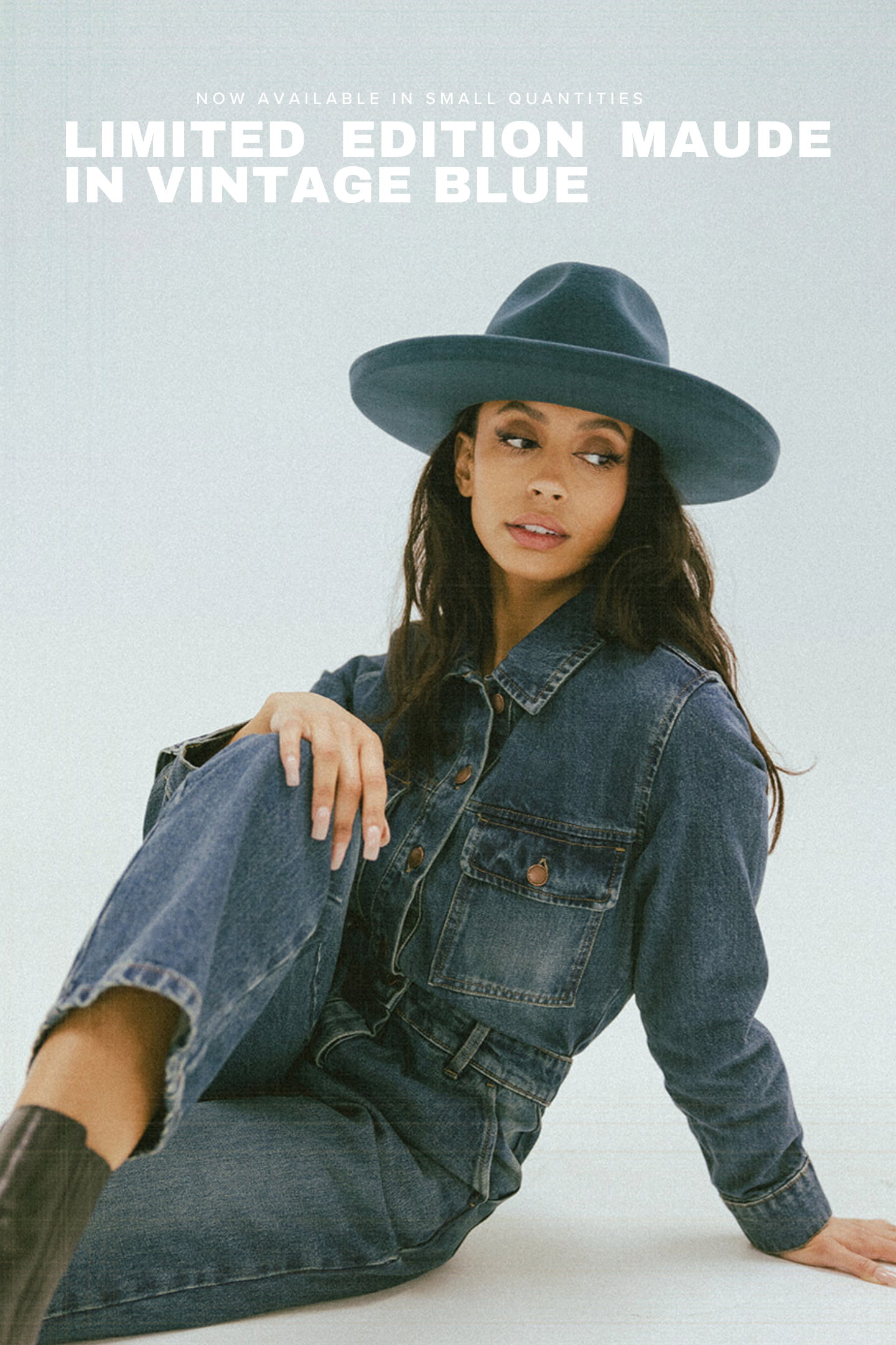 GIGI PIP Blue Felt Fedora Hat with Satin Lining Gigi pip hats on sale now main image 2
