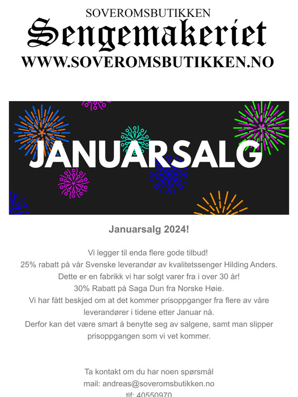 Gjør en god handel på Januarsalget hos Sengemakeriet Soveromsbutikken