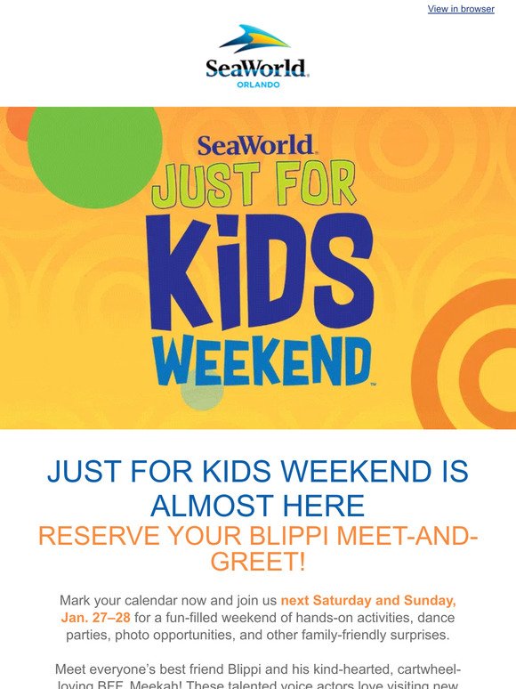 Meet Blippi and Meekah at Just for Kids Weekend Jan. 27–28!