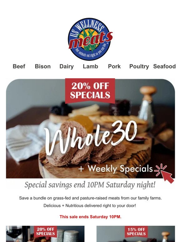 Whole30 Freezer Fillers - Stock up on Grass-fed - 20 Percent Off