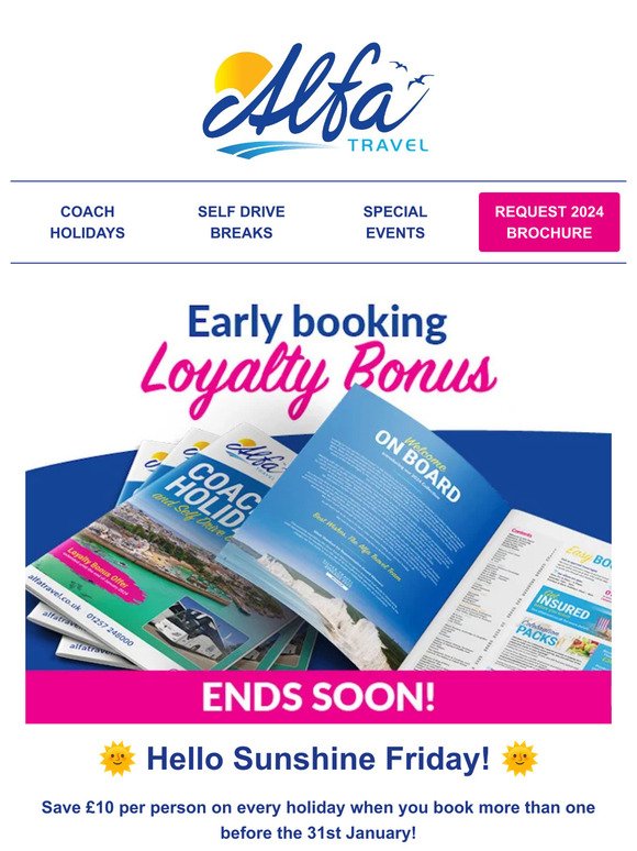 Loyalty Bonus Offer Extended - Save ££ when you book more than one holiday! 🚌