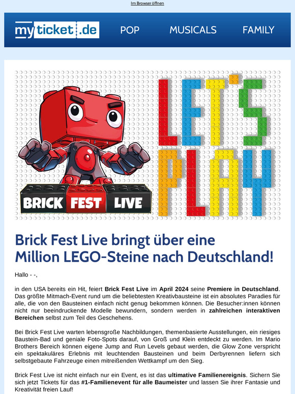 myticket.de BausteinFieber in Deutschland Premiere von Brick Fest