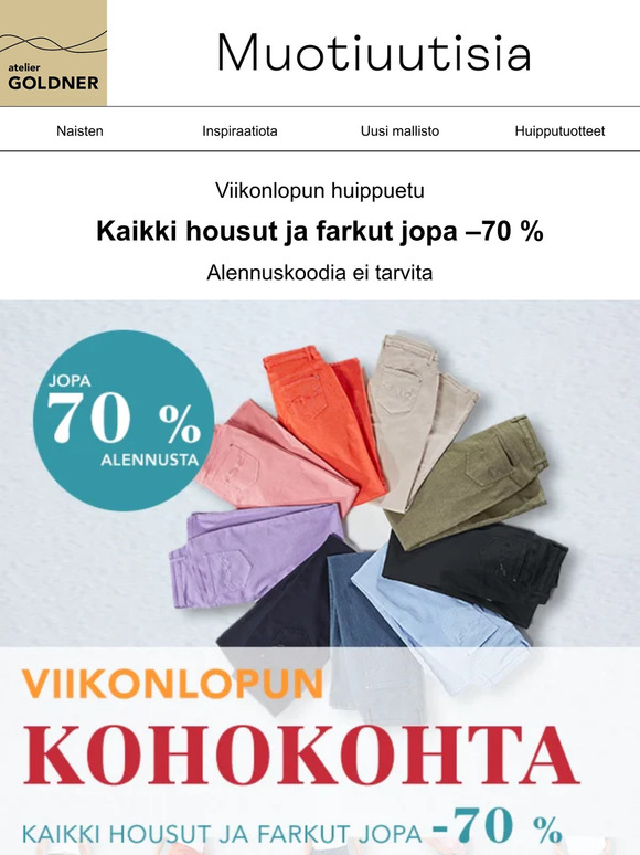 Kaikki housut ja farkut jopa –70 %