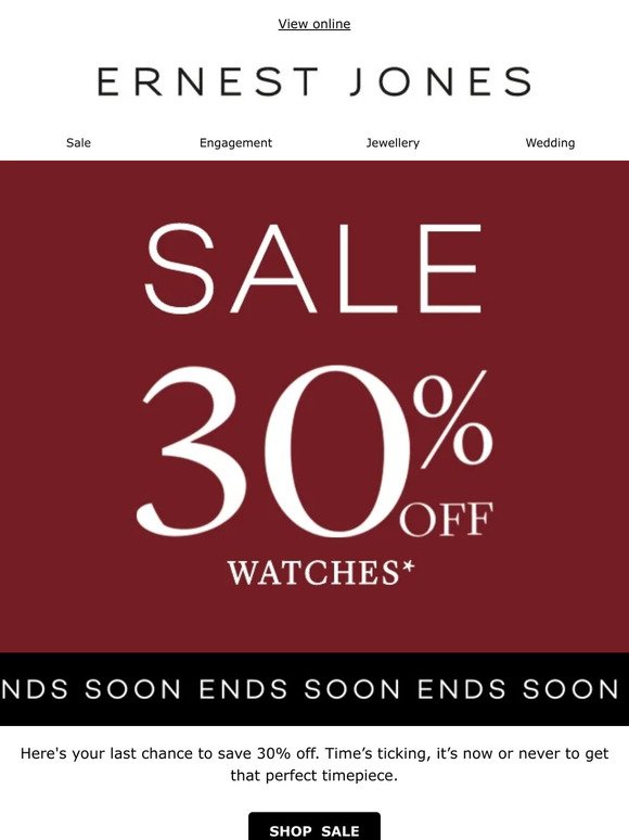 30% off watches | Ends soon