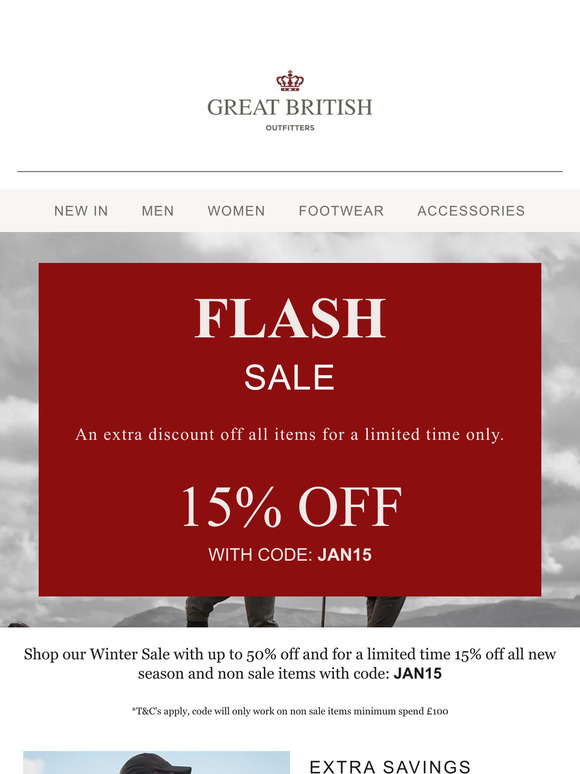 Flash Sale: Extra 15% off ALL items