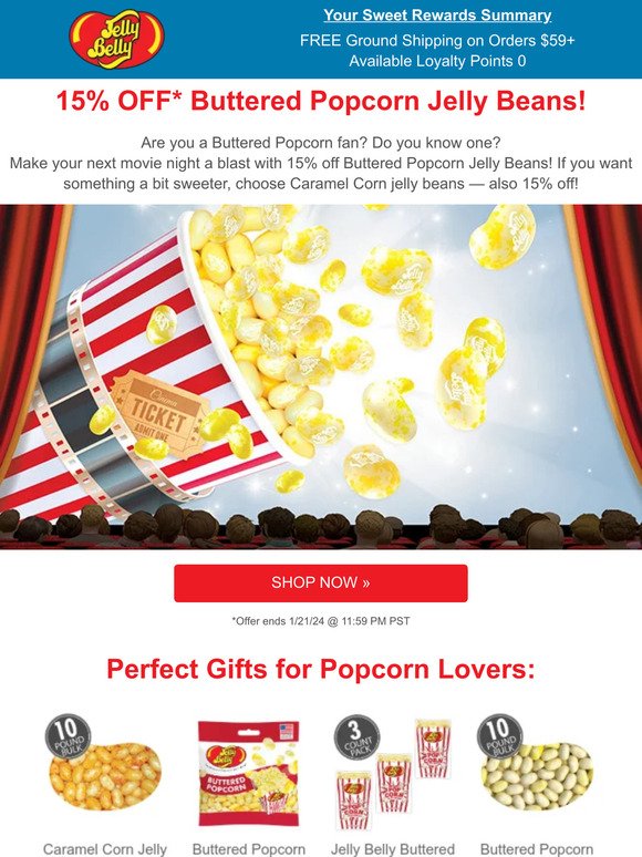 Celebrate National Popcorn Day: Enjoy 15% OFF Buttered Popcorn Jelly Beans!