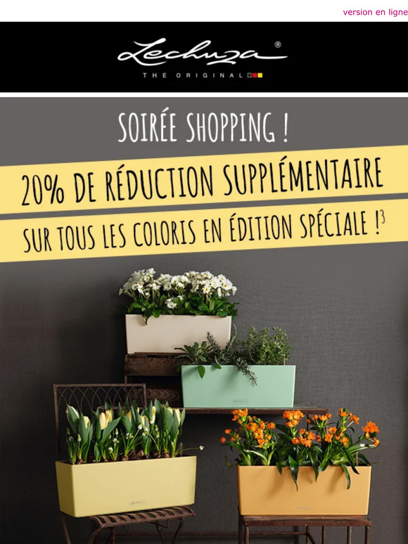 🌙 Soirée shopping! ⭐ 20% de réduction supplémentaire sur tous les coloris en édition spéciale !