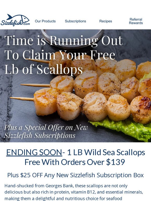 Ending Soon: FREE Sea Scallops!