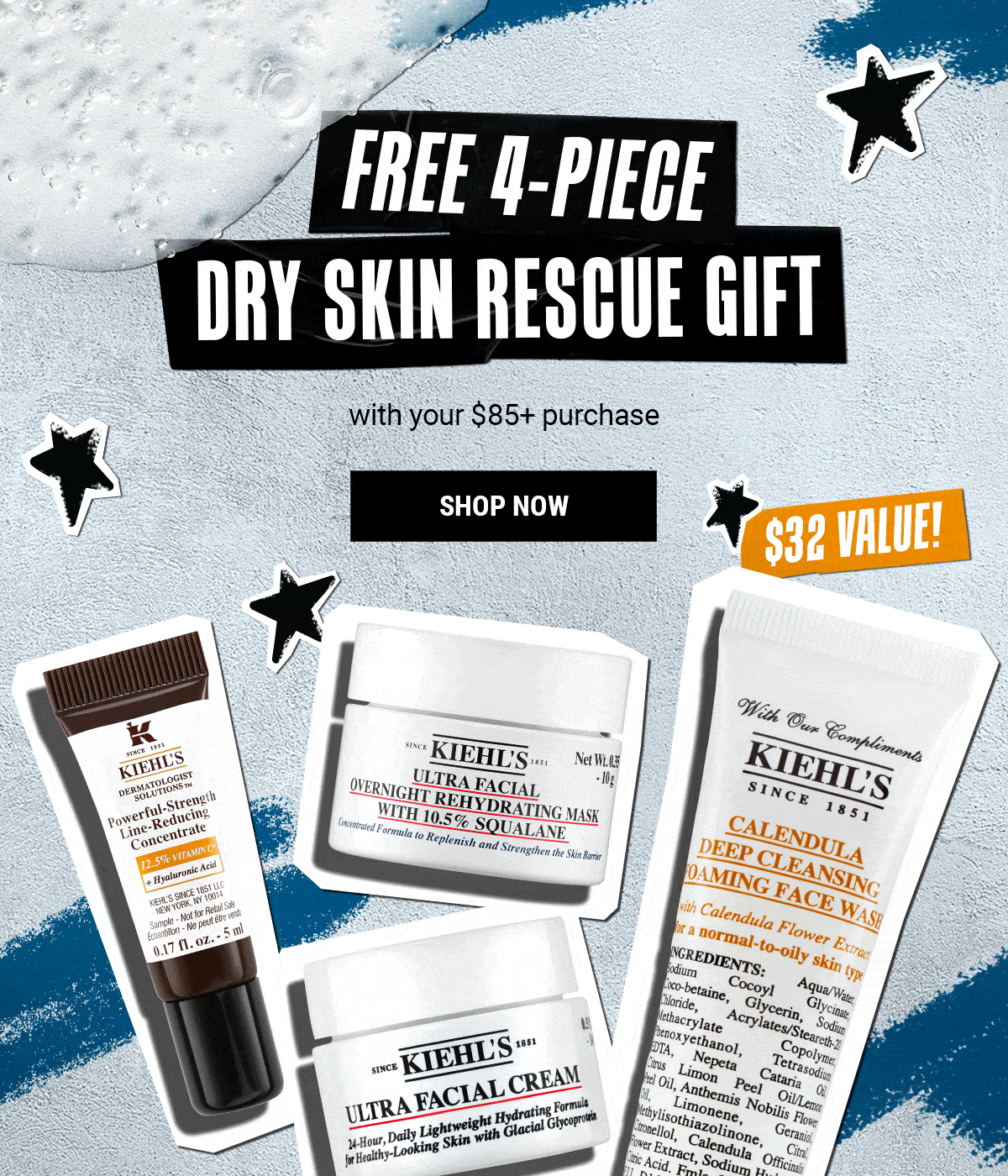 Kiehl's: FREE 4-Piece Dry Skin Rescue Gift ️🎁 | Milled