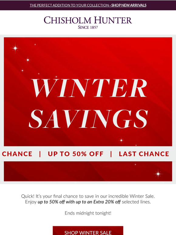 Chisholm Hunter Email Newsletters Shop Sales, Discounts, and Coupon Codes