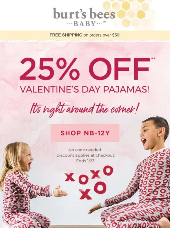 25% off Valentine’s Day jammies!