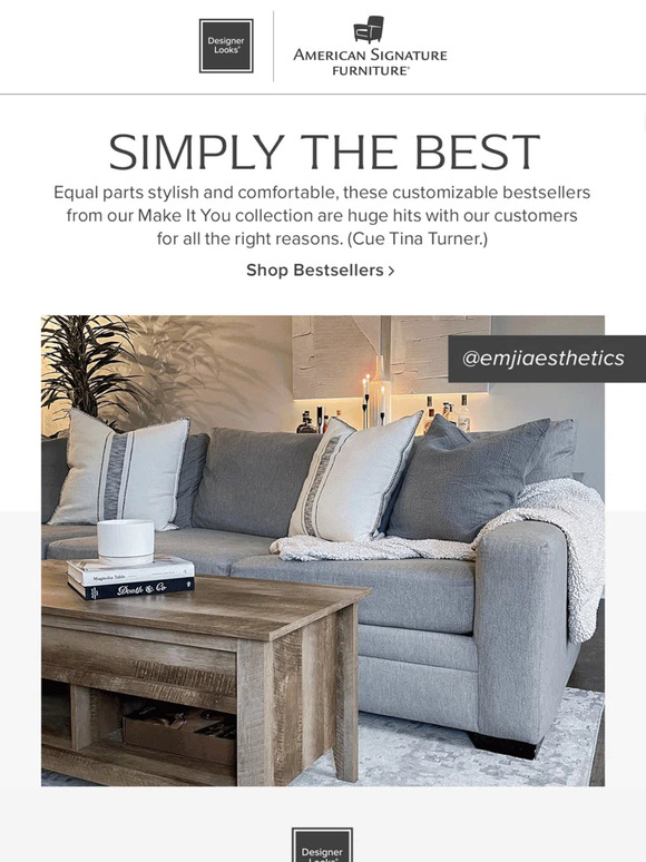 American Signature Furniture Comfy, customizable AND they’re