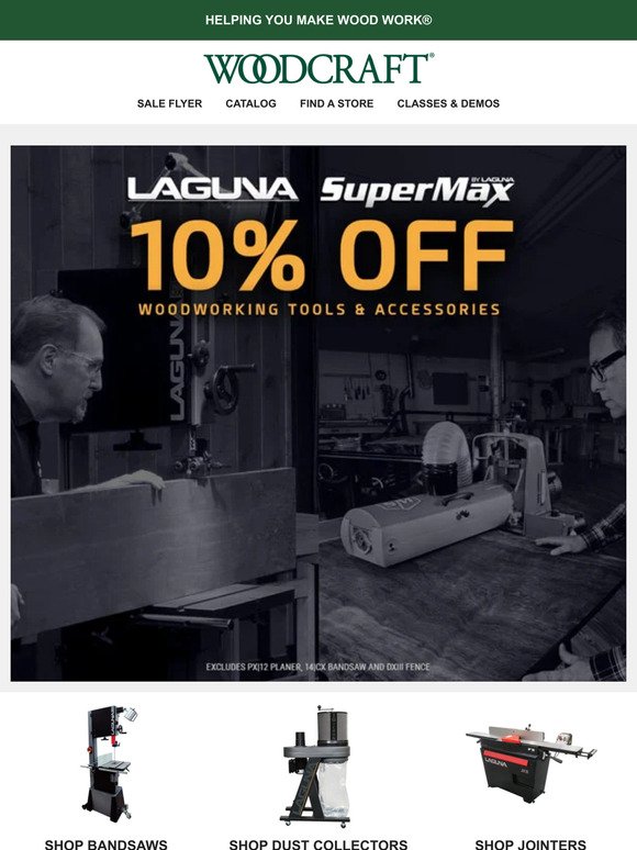 ✔Upgrade Your Shop: 10% Off LAGUNA, 25% Off Dust Collection, 10% Off JET Bandsaws + RIKON Deals✔