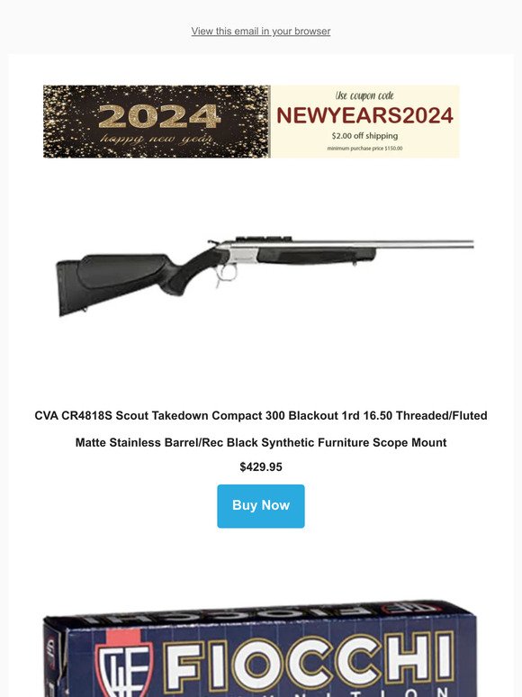 CVA CR4818S Scout Takedown Compact 300 Blackout 1rd 16.50 Threaded/Fluted Matte Stainless Barrel in stock!