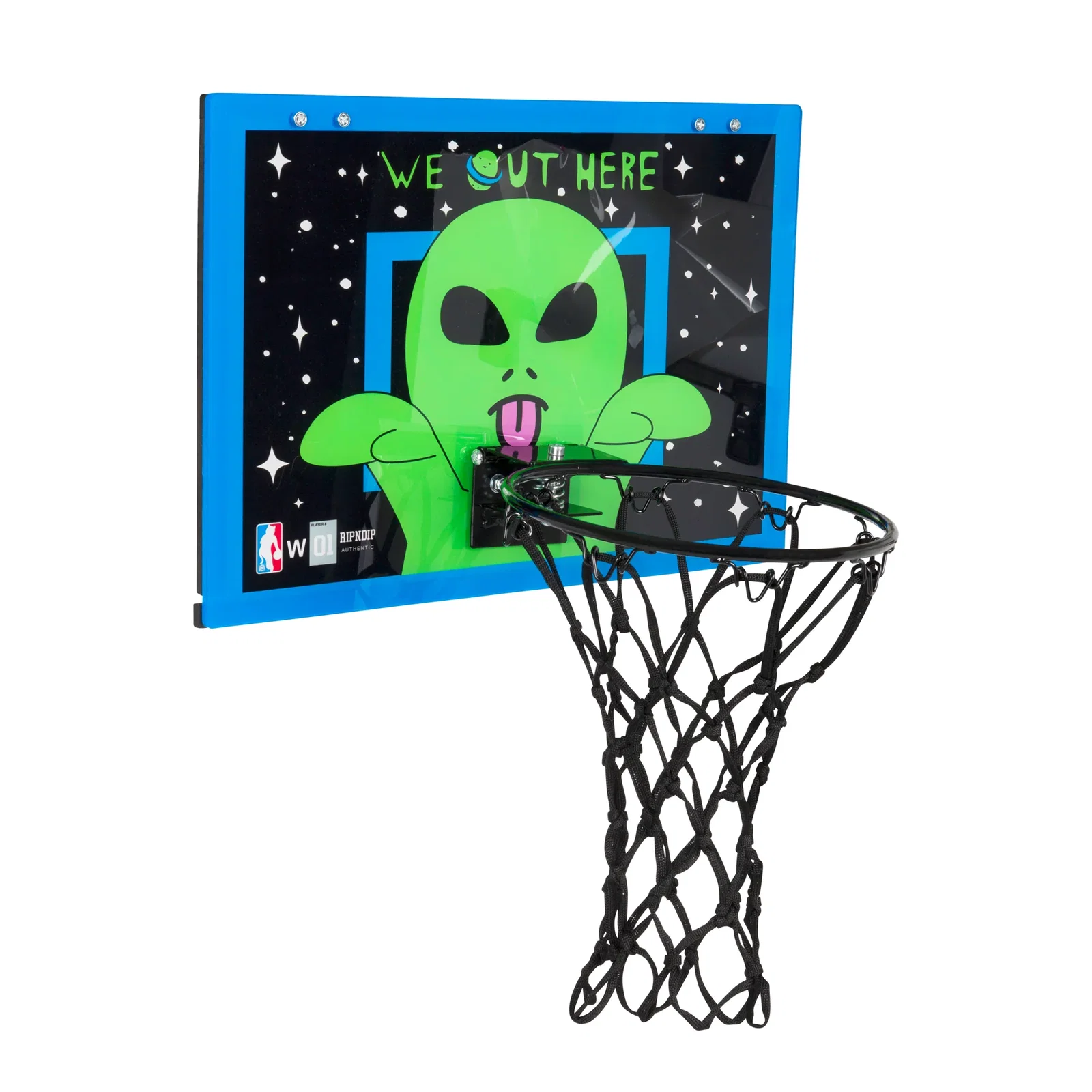 Image of Peeking Alien Hanging Basketball Set (Black/Blue)