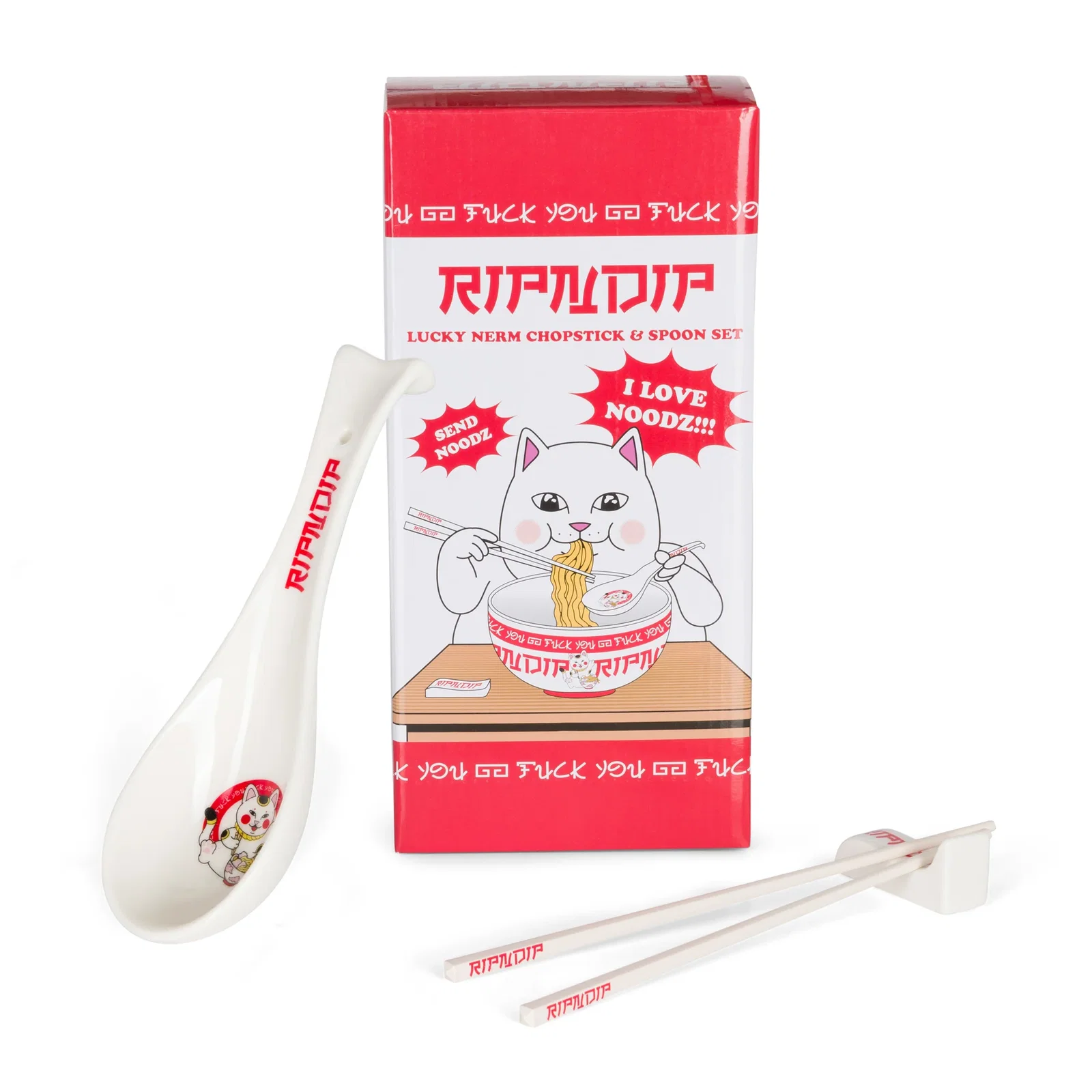 Image of Lucky Nerm Chopstick And Spoon Set (White)