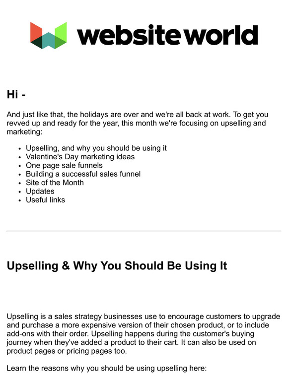 Upselling & Marketing This January