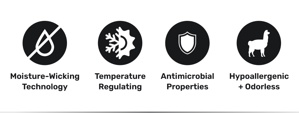 Moisture Wicking Temperature  Antimicrobial Properties   Hypoallergenic + Odorless