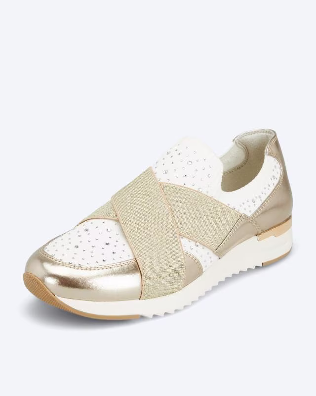 Strick-Slipper mit Elastikband & Dekosteinchen