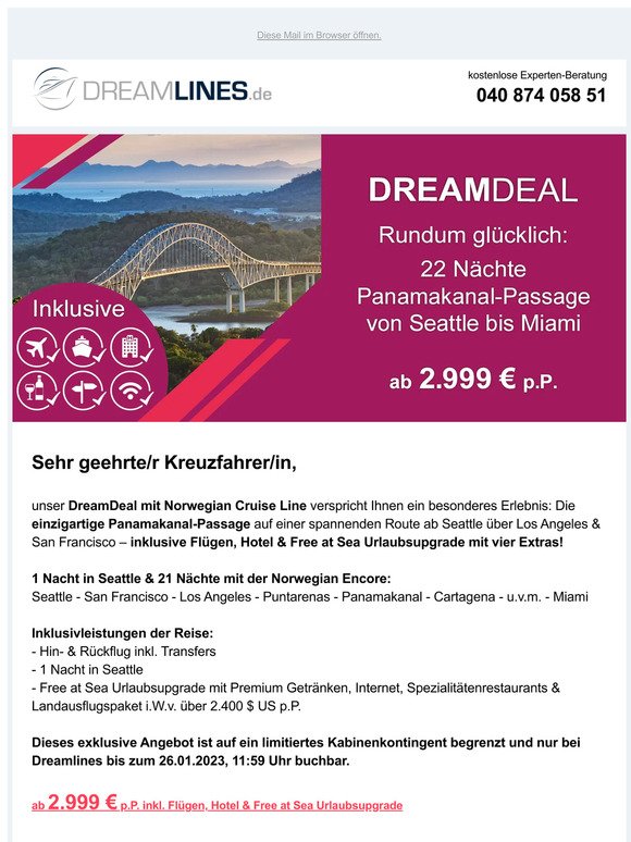 ⏰ DreamDeal: Faszination Panamakanal inkl. Getränken, Flügen, Hotel u.v.m.