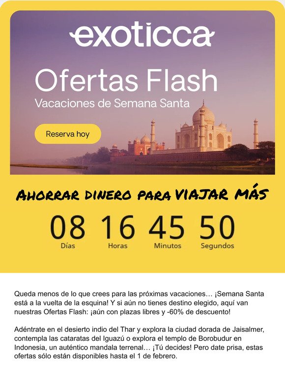 Ofertas Flash: Semana Santa desde 899€