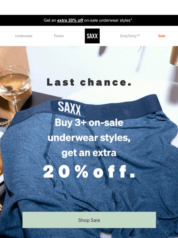 SAXX Underwear Email Newsletters Shop Sales, Discounts, and Coupon Codes