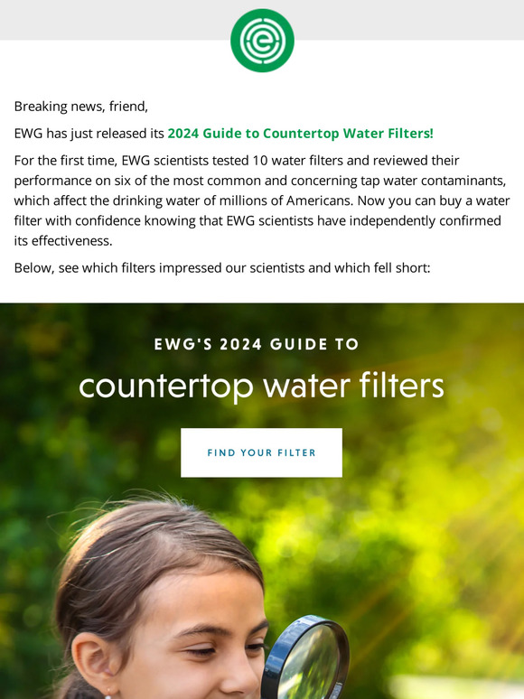 Food Scores NEW EWG's Guide to Countertop Water Filters Milled