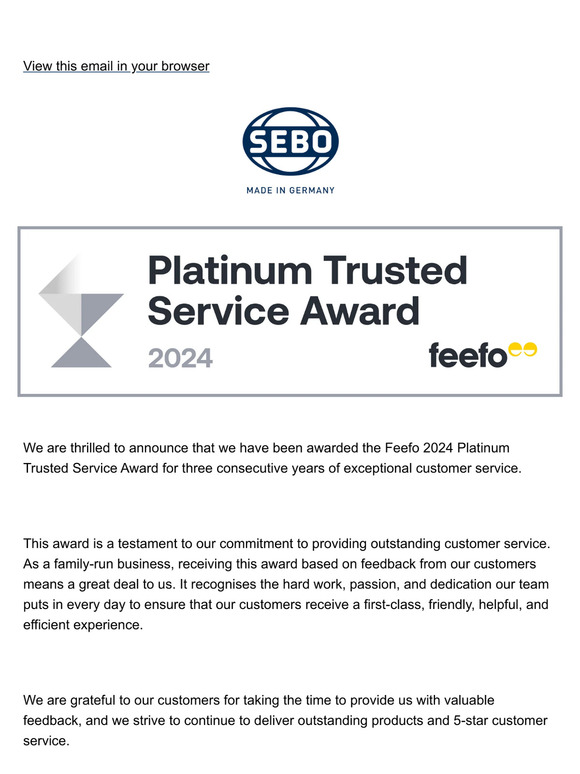 SEBO takes Platinum 🏆