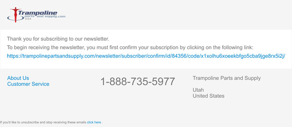 Newsletter subscription confirmation