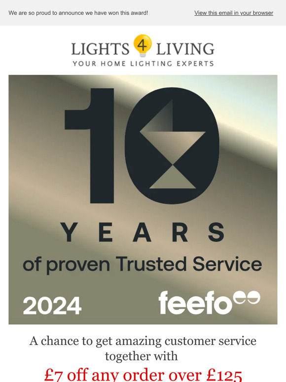 An award to give confidence when shopping with Lights4living