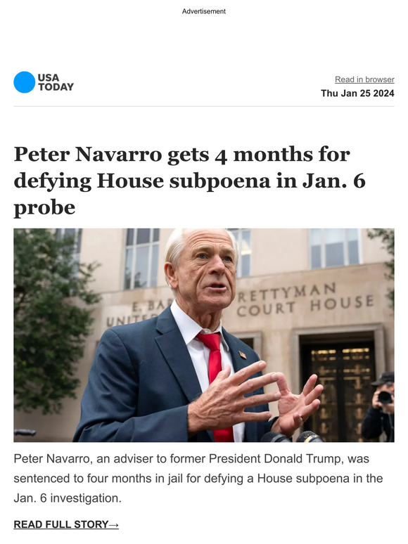 USA TODAY: Breaking: Peter Navarro, Former Aide To Donald Trump ...