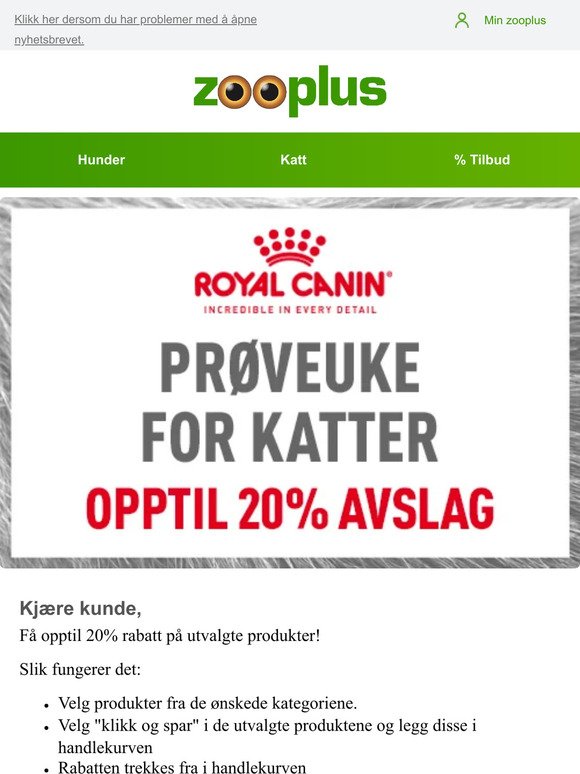 Opptil 20% rabatt på Royal Canin!