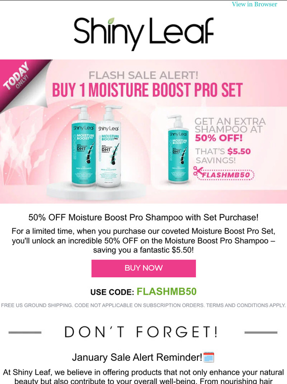 🏃‍♀️Ready, Set, Save! 50% OFF on Moisture Shampoo, Today only!