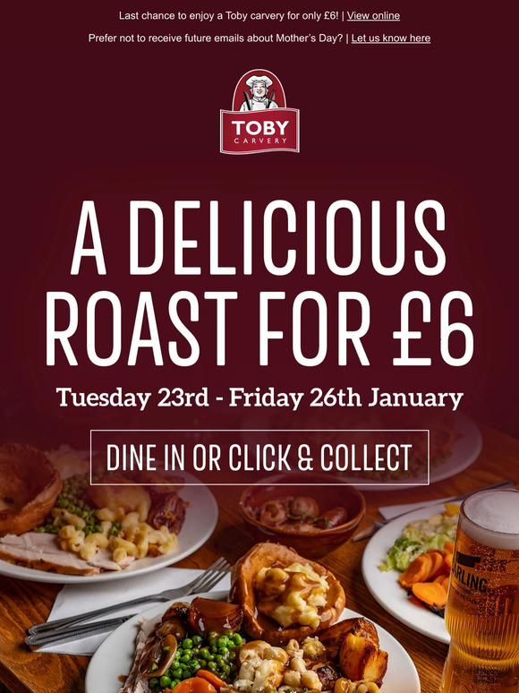 Toby Carvery Table Booking Time is running out to get a Toby carvery