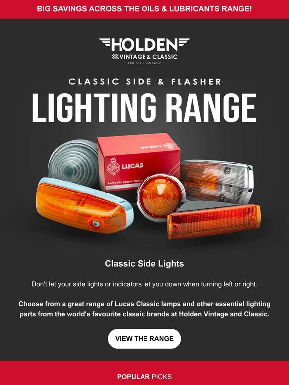 Classic Side & Flasher Lighting Range💡