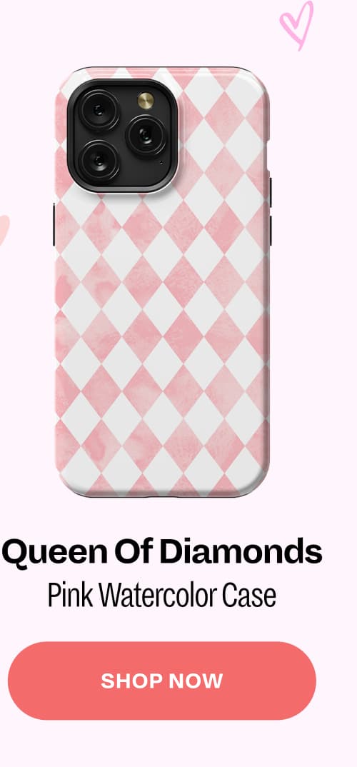 Queen Of Diamonds Pink Watercolor Case [Shop Now]