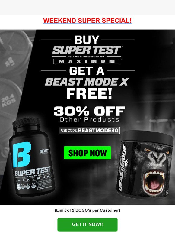 💪WEEKEND SUPER SPECIAL: Free Beast Mode X