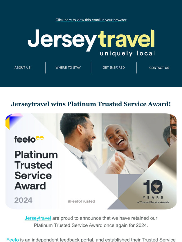 Jerseytravel wins Platinum Trusted Service Award!